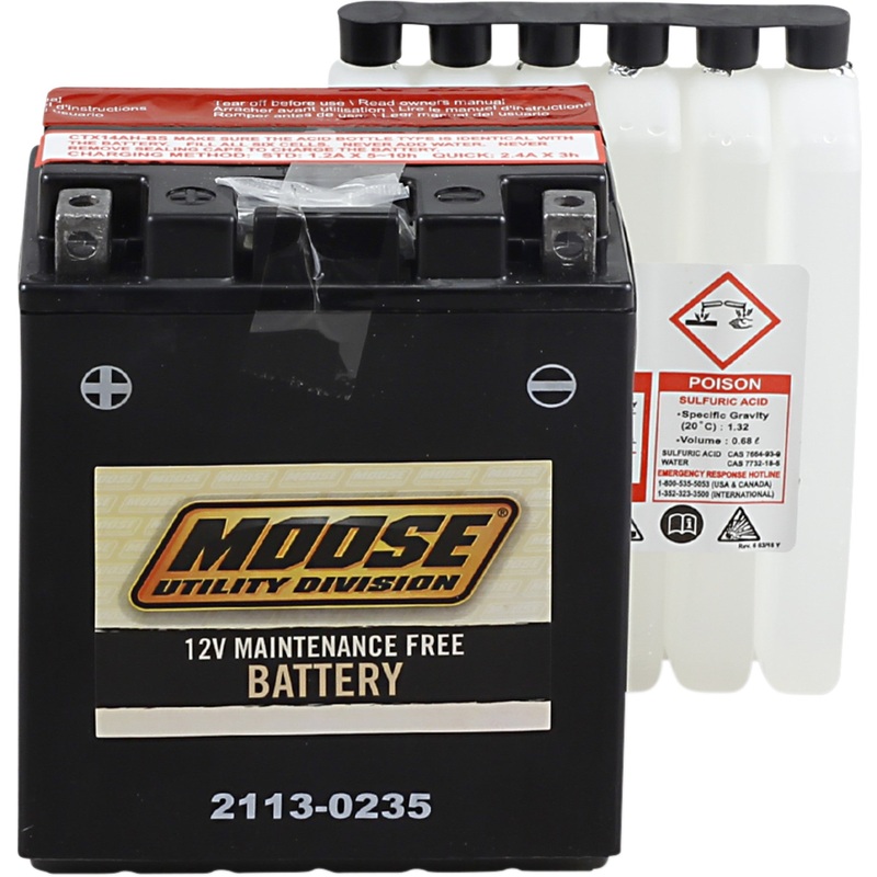 MOOSE OFFROAD 2113-0235 MTX14AH-BS AGM Maintenance-Free Battery AGM Battery - YTX14AH-BS