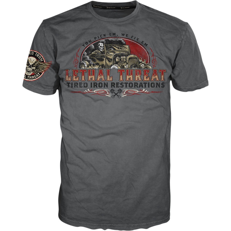 LETHAL THREAT 3030-21581 VV40174XXL Tired Iron Restorations T-Shirt vintage velocity  - gray - 2xl
