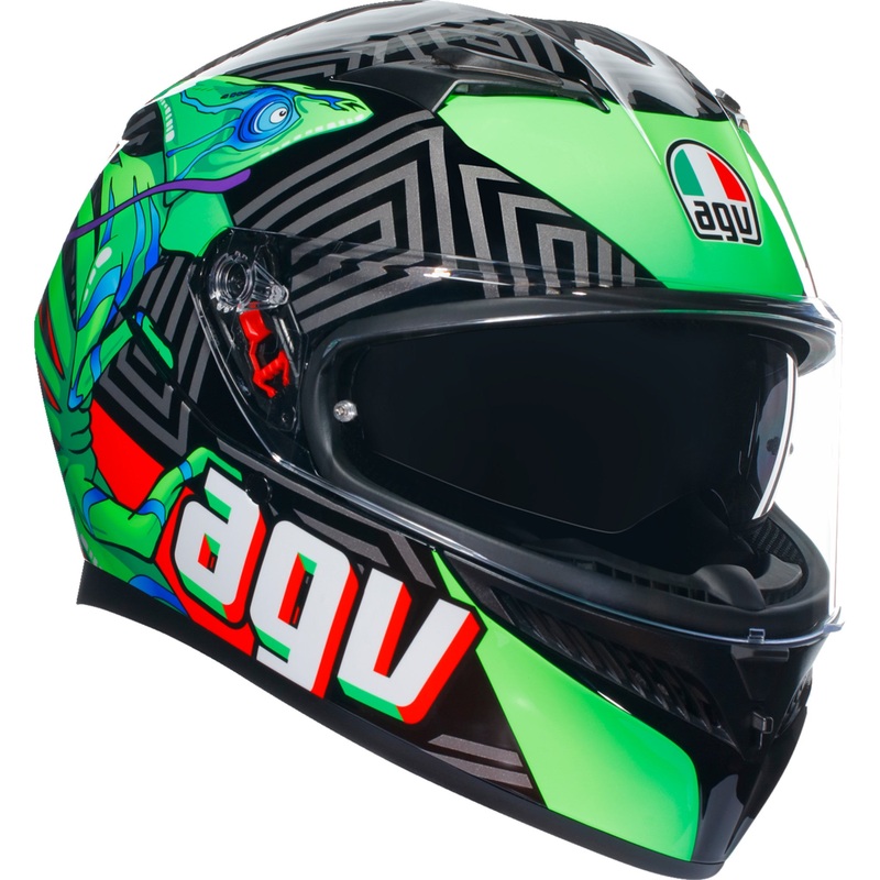 AGV 0101-15515 2118381004013L K3 Kamaleon Helmet K3 Helmet - Kamaleon - Black/Red/Green - Large