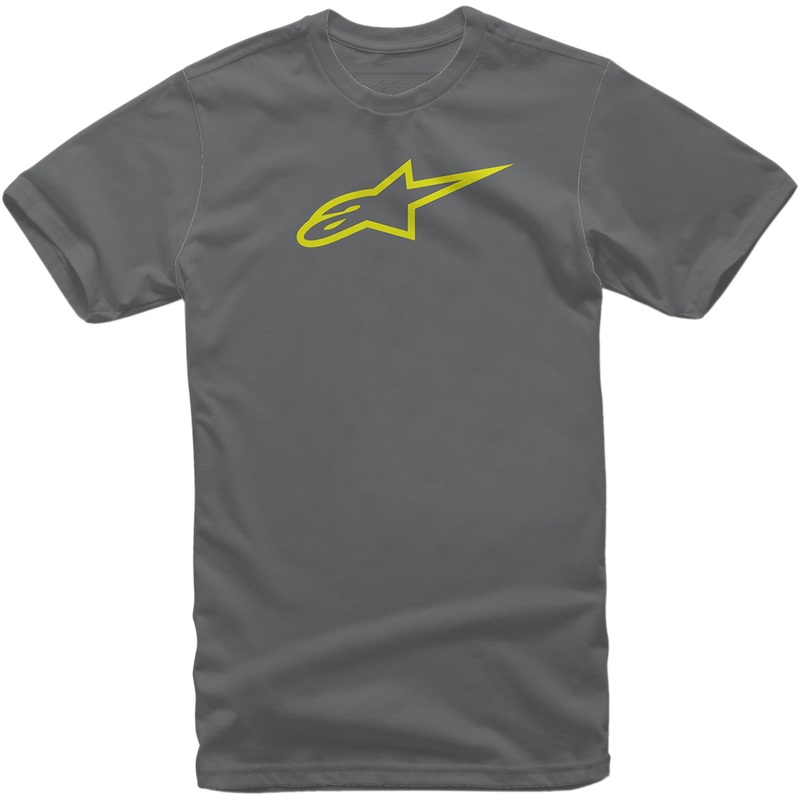ALPINESTARS 3030-18980 10327203018552X Ageless Classic T-Shirt Ageless T-Shirt - Charcoal/Hi-Vis Yellow - 2XL