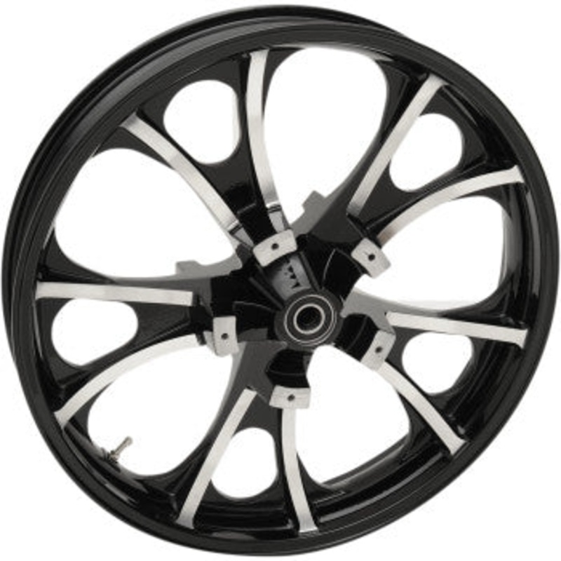 (OPEN BOX) COASTAL MOTO 0201-2208 3D-LGO213BC Largo Precision Cast 3D Front Wheel - Dual Disc/No ABS - Black - 21"x3.50" - '08+ FL