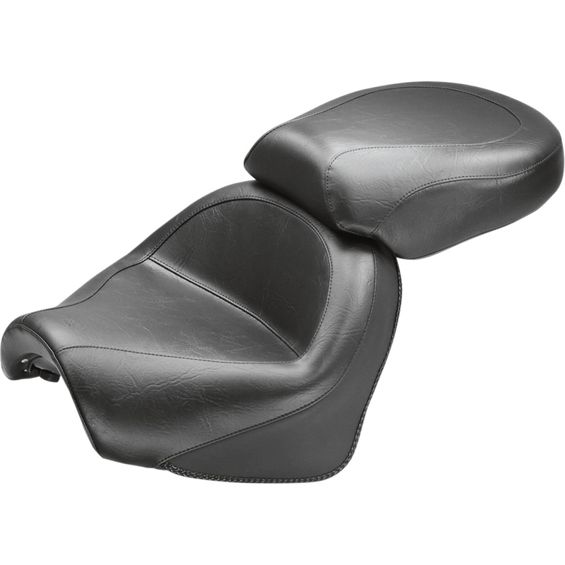 MUSTANG 0810-0288 75811 Vintage Wide Touring Seat Seat - Vintage - Wide - Touring - Without Driver Backrest - Two-Piece - Smooth - Black - Suzuki