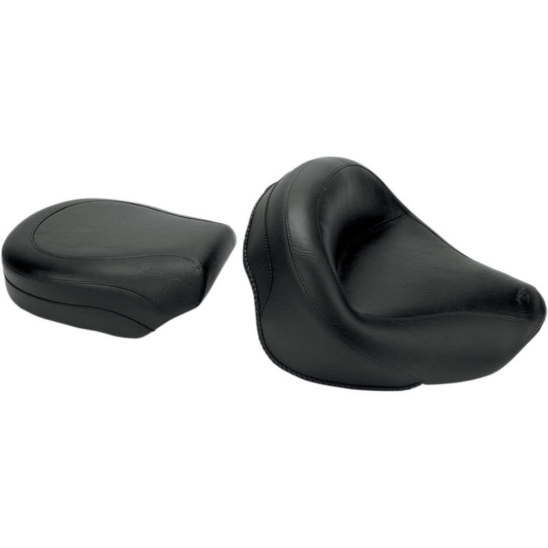 MUSTANG 0810-0396 75891 Vintage Wide Touring Seat Seat - Vintage - Wide - Touring - Without Driver Backrest - Two-Piece - Smooth - Black - VN1600