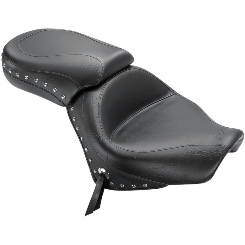 MUSTANG 0810-0551 76160 Wide Touring Seat Seat - Wide - Touring - Without Backrest - Two-Piece - Chrome Studded - Black w/Conchos - Spirit 750