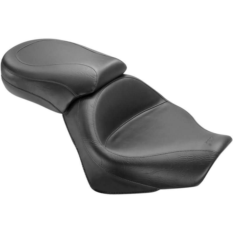 MUSTANG 0810-0552 76161 Vintage Wide Touring Seat Seat - Vintage - Wide - Touring - Without Driver Backrest - Two-Piece - Smooth - Black
