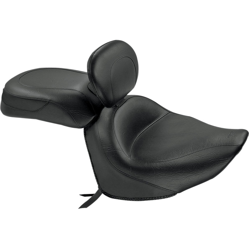 MUSTANG 0810-0568 79551 Vintage Wide Touring Seat With Driver Backrest Seat - Vintage - Wide - Touring - With Driver Backrest - Two-Piece - Smooth - Black - Raider