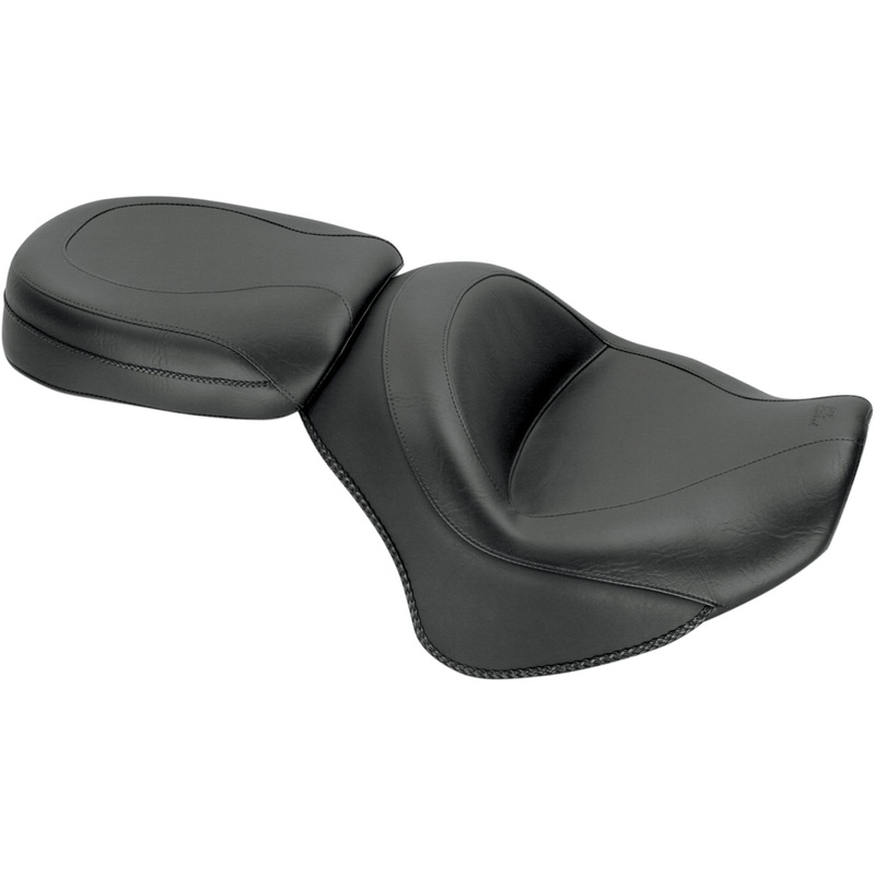 MUSTANG 0810-1046 76661 Vintage Wide Touring Seat Seat - Vintage - Wide - Touring - Without Driver Backrest - Two-Piece - Smooth - Black - Stryker
