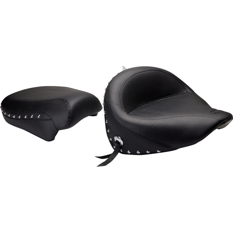 MUSTANG DS900752 75910 Wide Touring Seat Seat - Wide - Touring - Without Backrest - Two-Piece - Chrome Studded - Black w/Conchos - X1100C