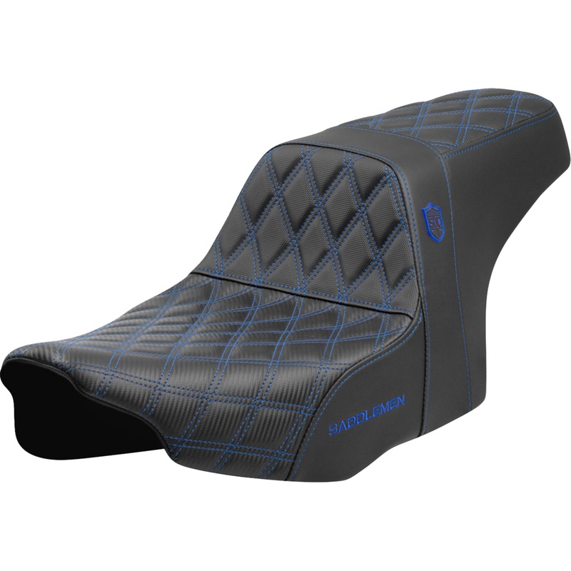 SADDLEMEN 0801-2000 SC-82307D1 Pro Series SDC Performance Grip Seat Pro Series SDC Performance Seat - Blue Stitching - w/o Backrest - FLT/FLH '23-'24