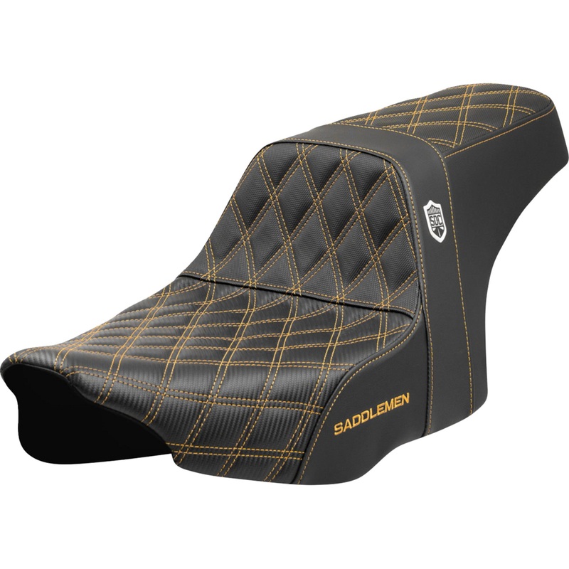 SADDLEMEN 0801-2006 SC-82307D7 Pro Series SDC Performance Grip Seat Pro Series SDC Performance Seat - Gold Stitching - w/o Backrest - FLT/FLH '23-'24