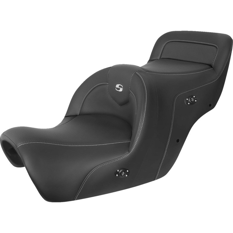 SADDLEMEN 0810-2361 H88-07-185HCT Roadsofa Carbon Fiber Seat Heated Roadsofa Seat - Carbon Fiber - Without Backrest - Black