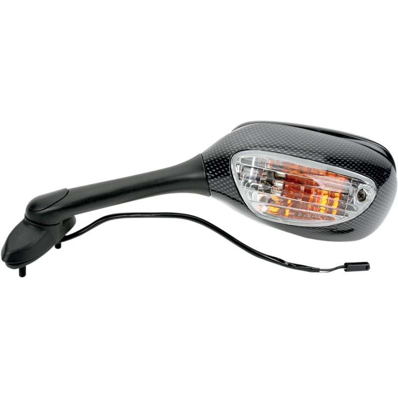 EMGO 0640-0170 20-69794 Carbon Fiber Mirror Mirror - Side View - Lighted - Black/Carbon Fiber - Rectangle - Left - Suzuki
