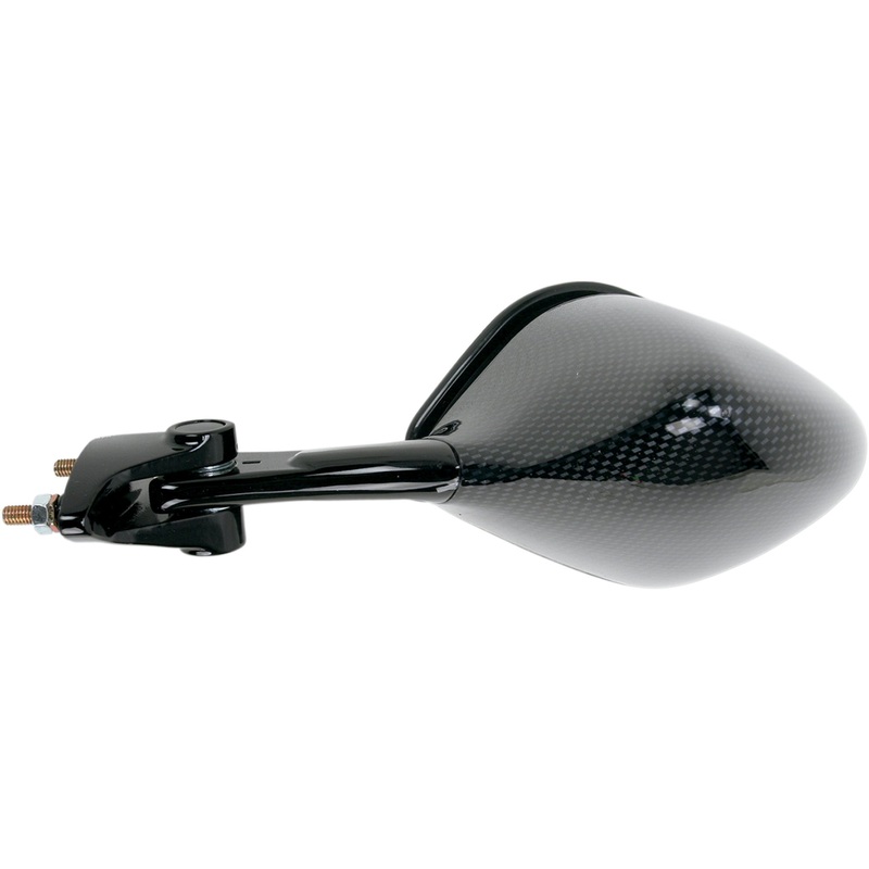 EMGO 0640-0372 20-43054 Carbon Fiber Mirror Mirror - Side View - Black/Carbon Fiber - Rectangle - Left - Kawasaki