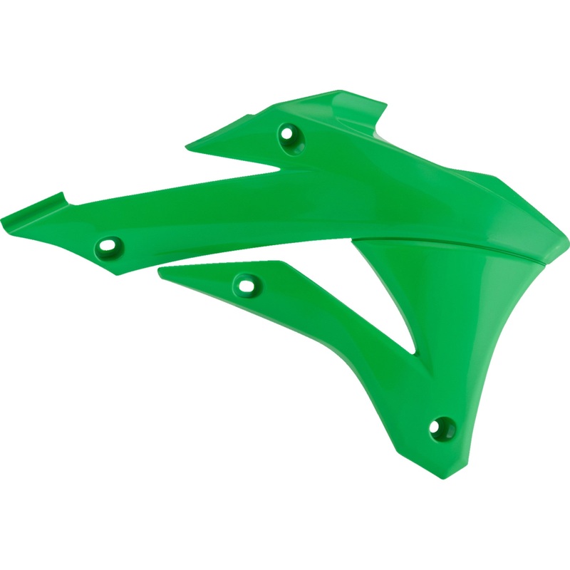 POLISPORT 0520-3628 8417300004 Radiator Covers For Kawasaki Radiator Cover - OEM Green - KX 85/100