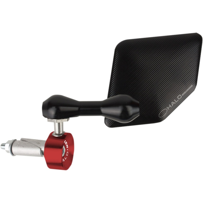 DRIVEN RACING 0640-1072 DHBMR-RD Halo Stainless Steel Bar End Mirror Halo Mirror - Red - Right