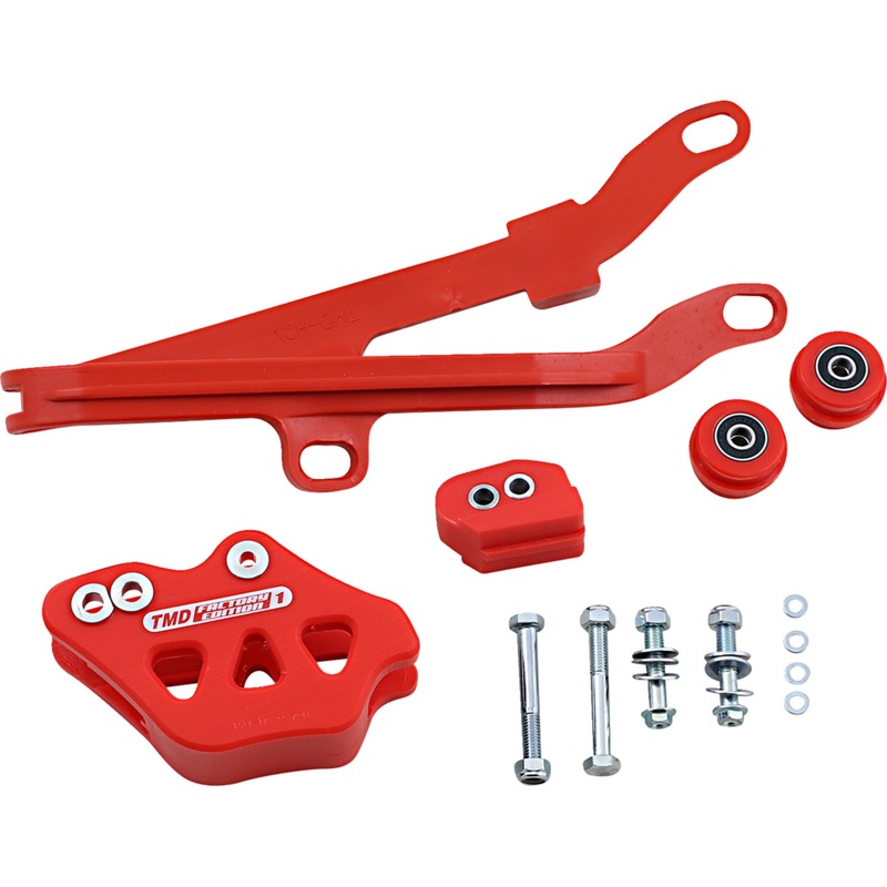 T.M. DESIGNWORKS 1231-1346 DCK-HQV-RD Chain Guide and Slider Kit Chain Guide/Slider - Red - Husqvarna/SWM