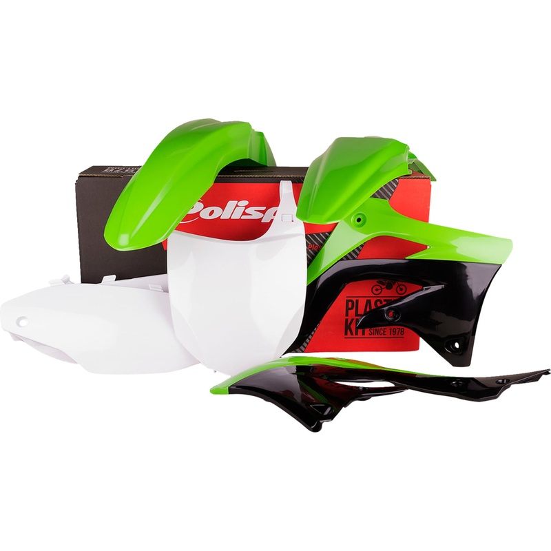 POLISPORT 0520-1716 90466 Body Kit For Kawasaki Body Kit - Complete - OEM Green/White/Black - KX 450F