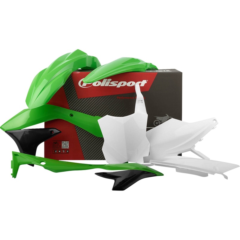 POLISPORT 0520-1723 90689 Body Kit For Kawasaki Body Kit - Complete - OEM Green/White/Black - KX 450F