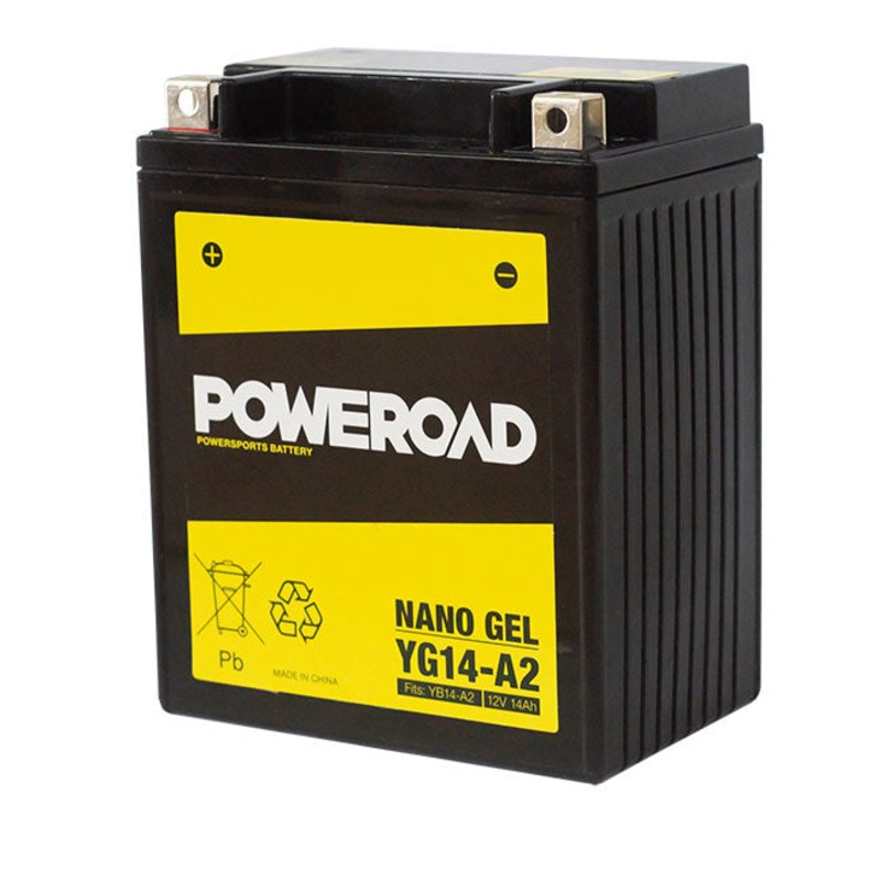 YG14-A2 NonDG NanoGel Battery Poweroad YTX14AHBS YB14AA1/2 ^ (CYG14A2)