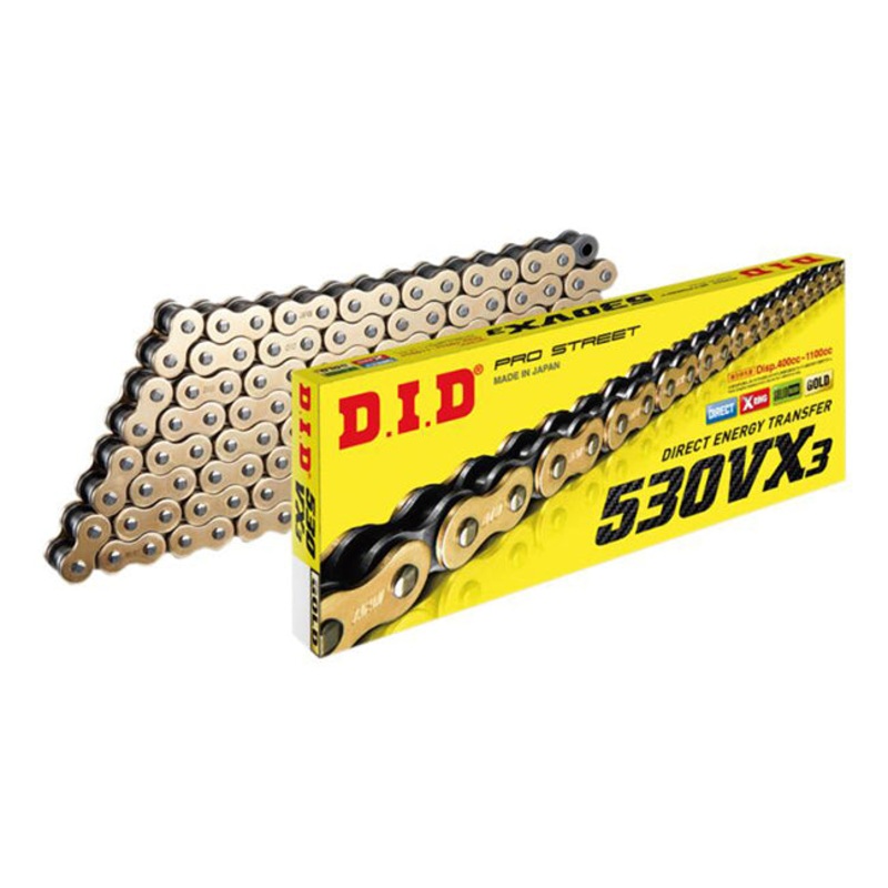 530VX3 x 114ZB G&B X'Ring solid bush chain w/ ZJ rivet link DID (530VX3114G)