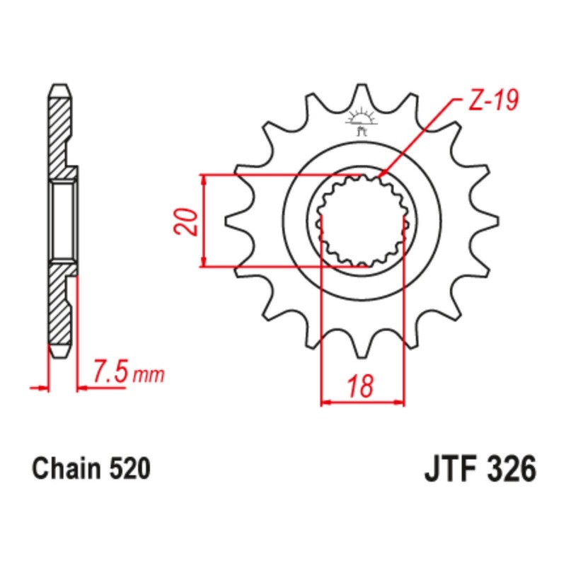 MTX 326 Steel Front Sprocket #520 (10-6KS)