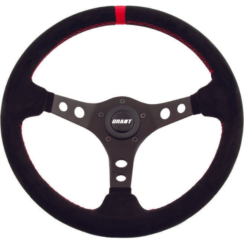 GRANT SUEDE SERIES STEERING WHEEL BLACK/RED 695