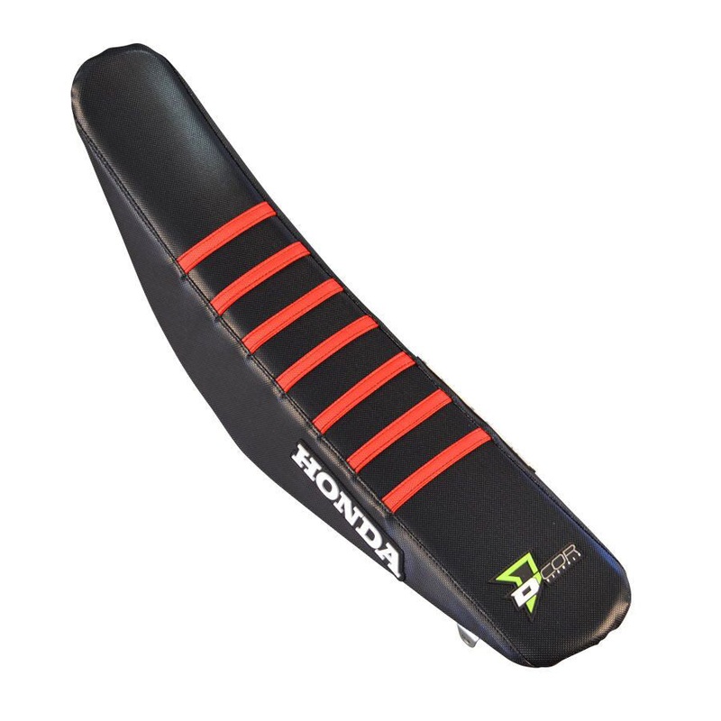 D'COR SEAT COVER W/RIBS BLACK/BLACK/RED HON 30-10-460