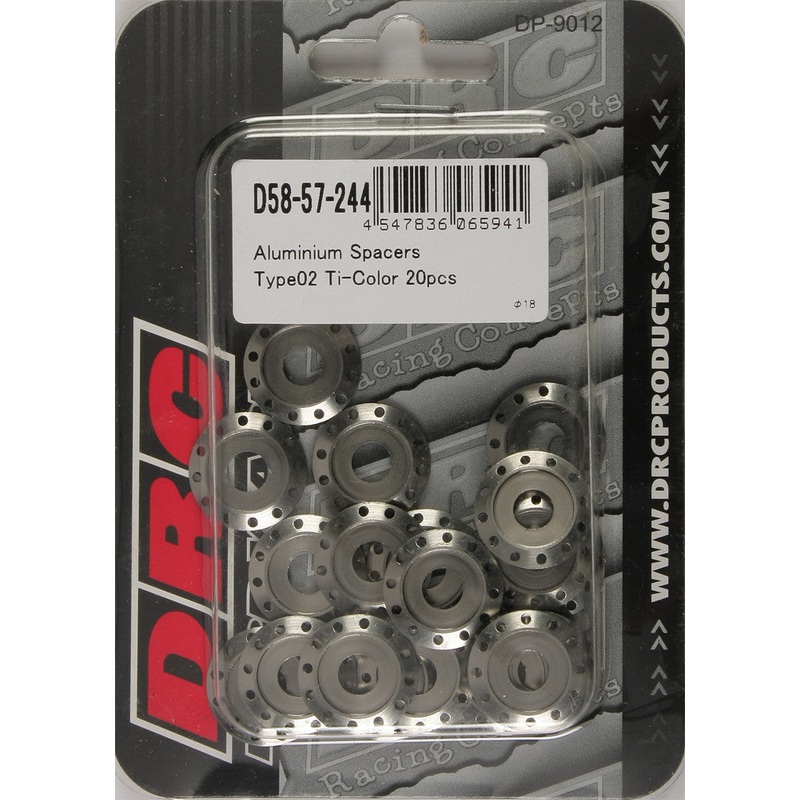 DRC ALUMINUM SPACERS TYPE 2 TITANIUM M6X12MM 20/PK D58-57-244