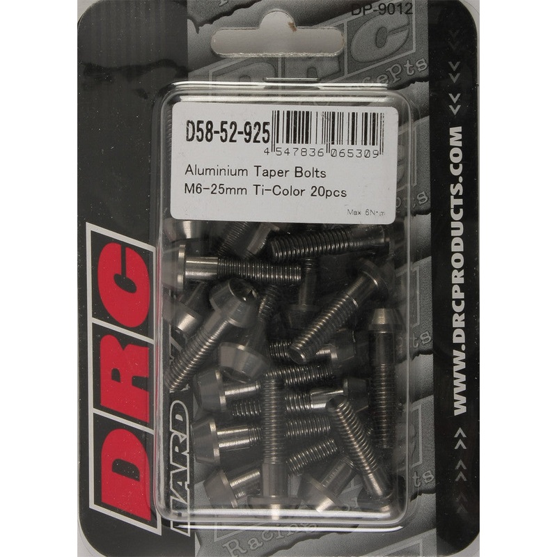 DRC ALUMINUM TAPER BOLTS TITANIUM M6X25MM 20/PK D58-52-925