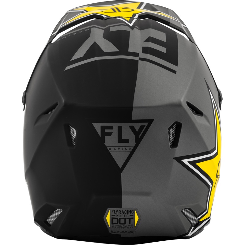 FLY RACING KINETIC ROCKSTAR HELMET MATTE GREY/BLACK/YELLOW MD 73-3309M