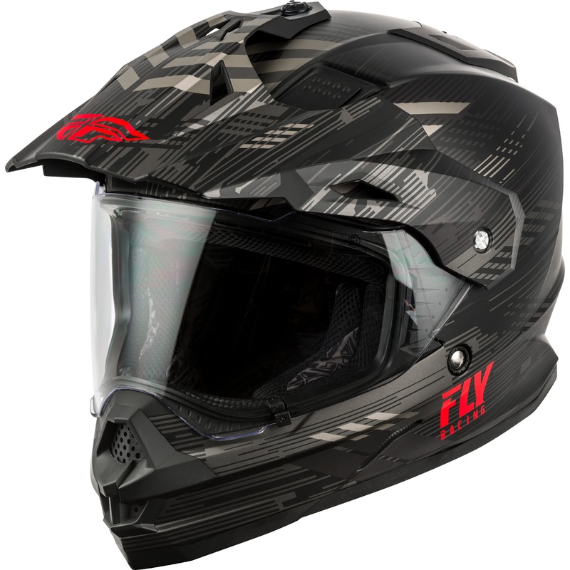 FLY RACING TREKKER QUANTUM HELMET MATTE BLACK/GREY/RED LG 73-7017L