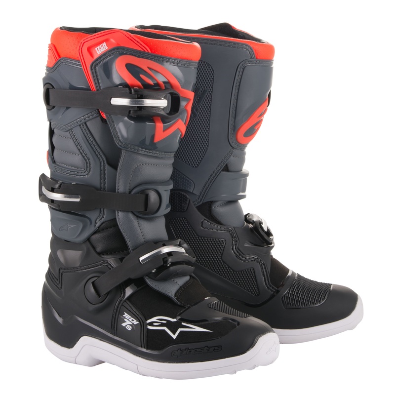 ALPINESTARS YOUTH TECH 7S BOOTS GREY/RED SZ 06 2015017-1133-6