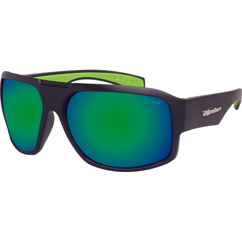 BOMBER MEGA BOMB EYEWEAR MATTE BLACK W/GREEN MIRROR LENS M103-GM