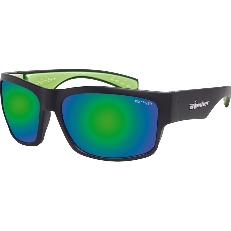 BOMBER TIGER BOMB EYEWEAR MATTE BLACK W/GREEN MIRROR POLARIZED TR111-GM