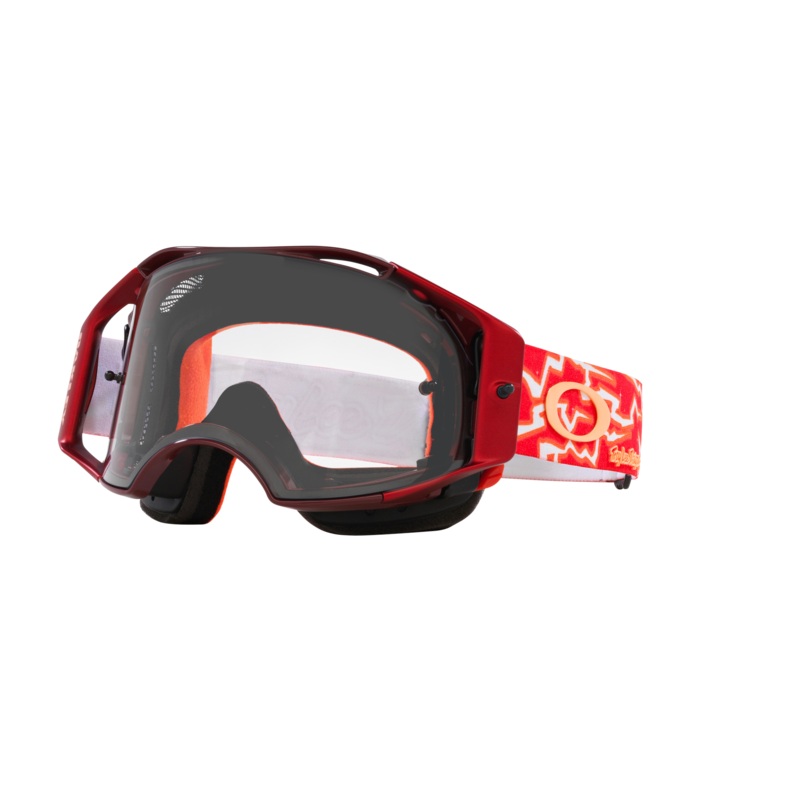 Oakley Airbrake MTB Troy Lee Designs Red Lightning Goggles with Clear Lens