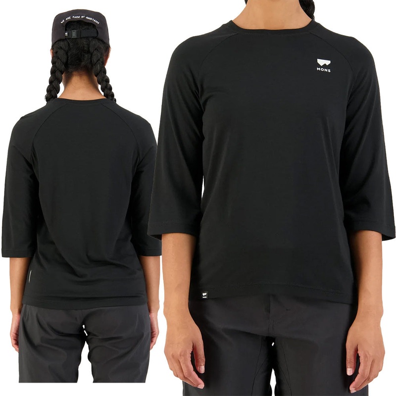 Mons Royale Tarn Merino Shift Raglan 3-4 Sleeve Women's Jersey - Women's XL - Black